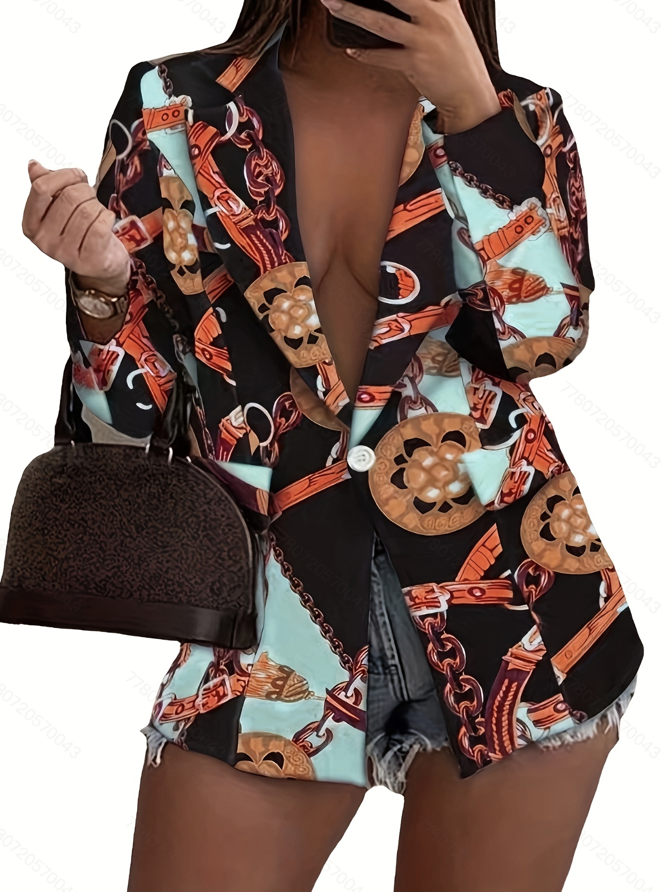 Spring and Autumn New Long sleeved Fashionable and Sexy Printed Small Suit Coat