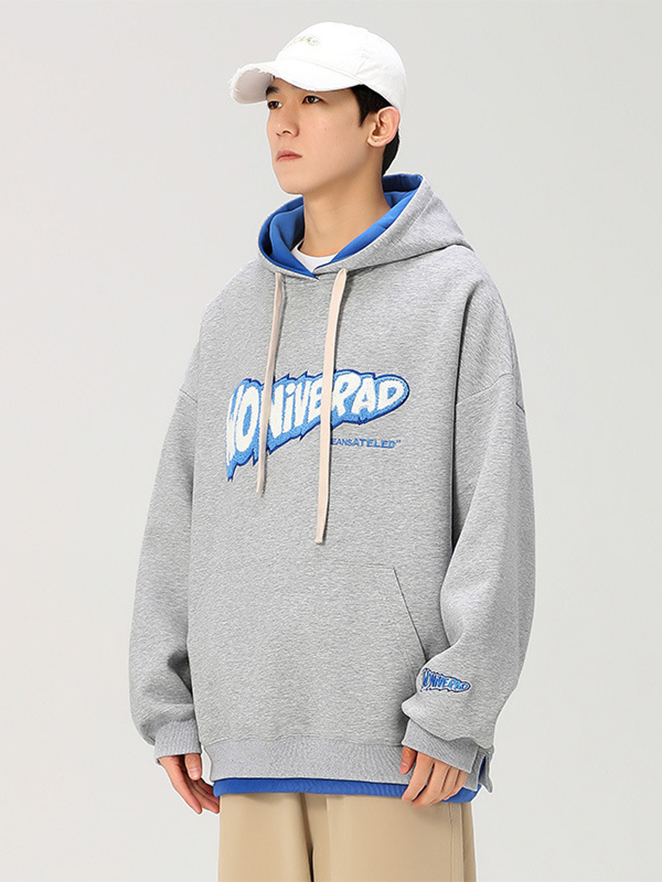 Men's plush hooded sweatshirt with thickened warmth